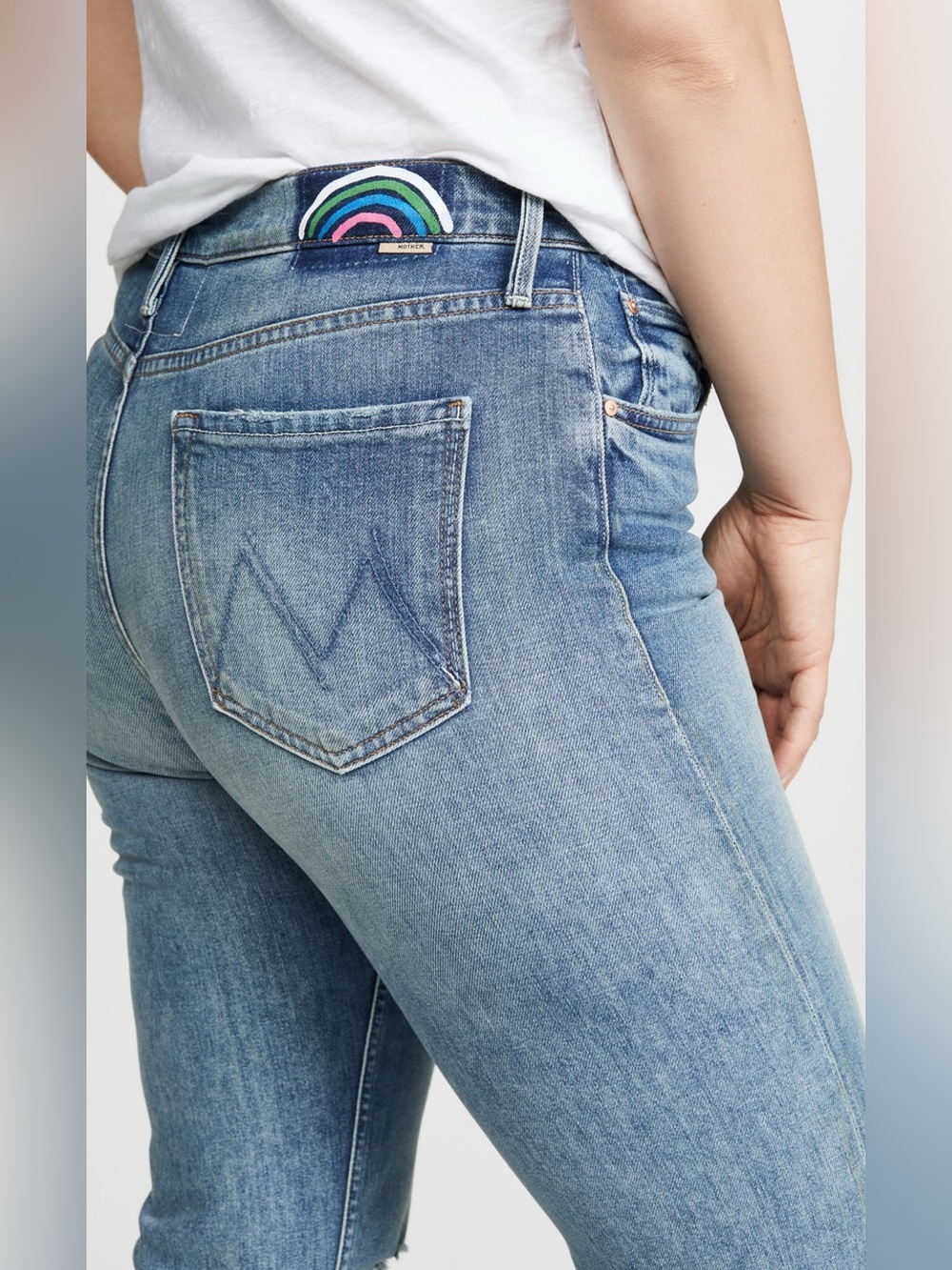 MOTHER Superior The Tomcat Ankle Fray The Last Supper Rainbow Patch Jean Size 28